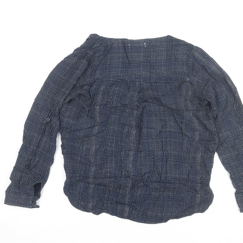 Maison de Nimes Women's Blue Wrap Blouse Size 8 Viscose Long Sleeve