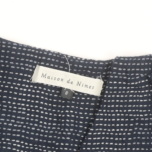 Maison de Nimes Women's Blue Wrap Blouse Size 8 Viscose Long Sleeve