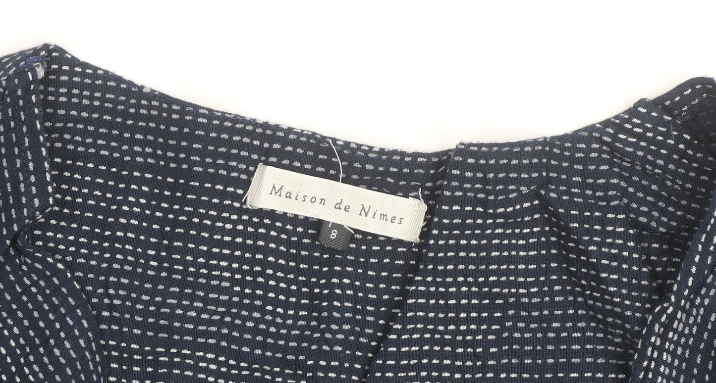Maison de Nimes Women's Blue Wrap Blouse Size 8 Viscose Long Sleeve