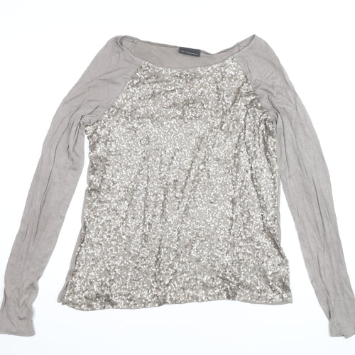 The White Company Women’s Beige Sequin Long Sleeve Top XL