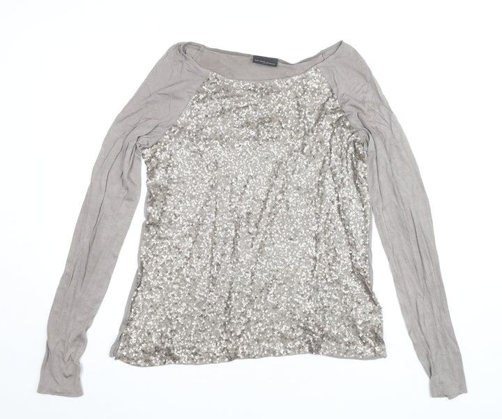 The White Company Women’s Beige Sequin Long Sleeve Top XL