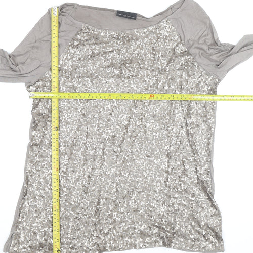 The White Company Women’s Beige Sequin Long Sleeve Top XL