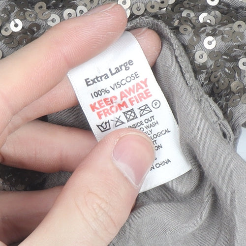 The White Company Women’s Beige Sequin Long Sleeve Top XL