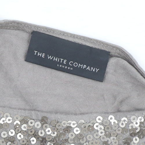 The White Company Women’s Beige Sequin Long Sleeve Top XL