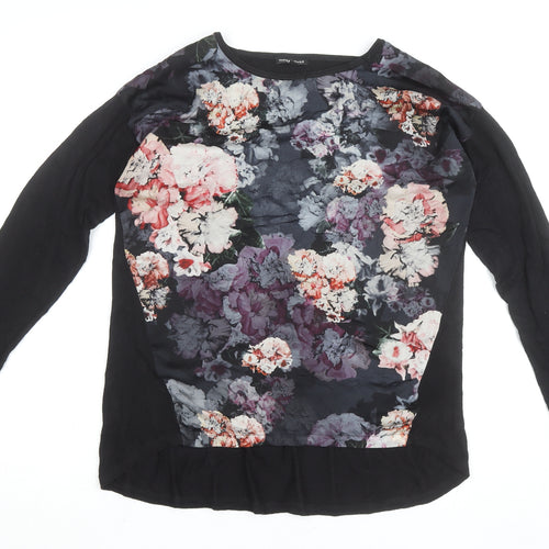Warehouse Women’s Black Floral Chiffon Tunic Blouse UK 10