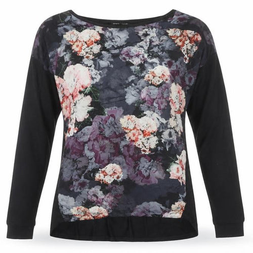 Warehouse Women’s Black Floral Chiffon Tunic Blouse UK 10