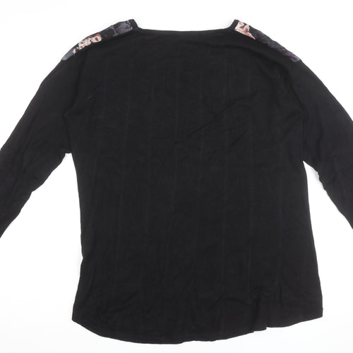 Warehouse Women’s Black Floral Chiffon Tunic Blouse UK 10