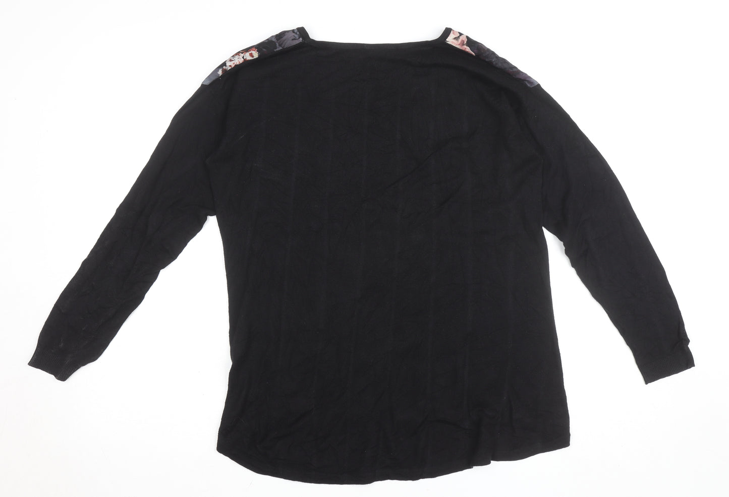 Warehouse Women’s Black Floral Chiffon Tunic Blouse UK 10