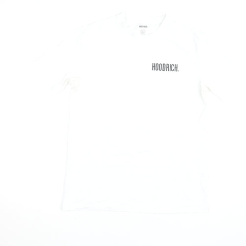 Hoodrich Men's White Cotton Crew Neck Short Sleeve T-Shirt Size L