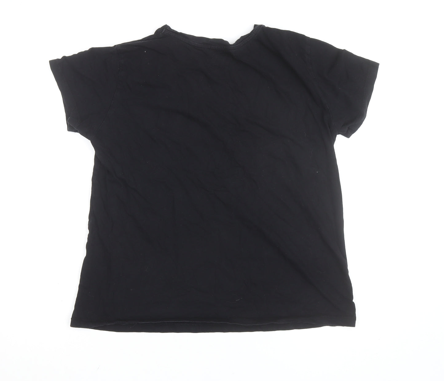 Stradivarius Women Black XL Fearless Floral Graphic T-Shirt
