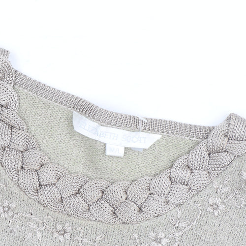 Elizabeth Scott Womens Beige Embroidered Crew Neck Jumper M