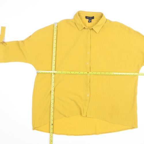 New Look Womens Yellow Collared Button-Up Shirt Size 10 Relaxed Fit