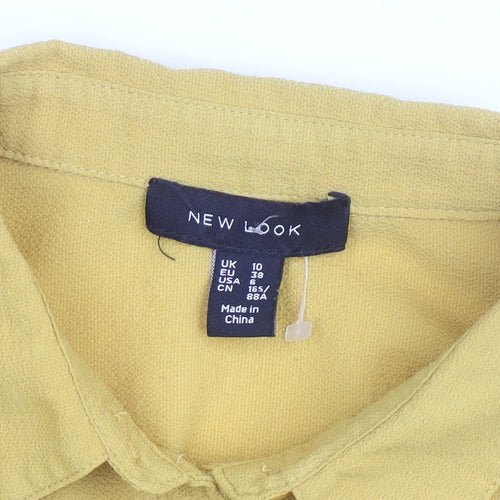 New Look Womens Yellow Collared Button-Up Shirt Size 10 Relaxed Fit