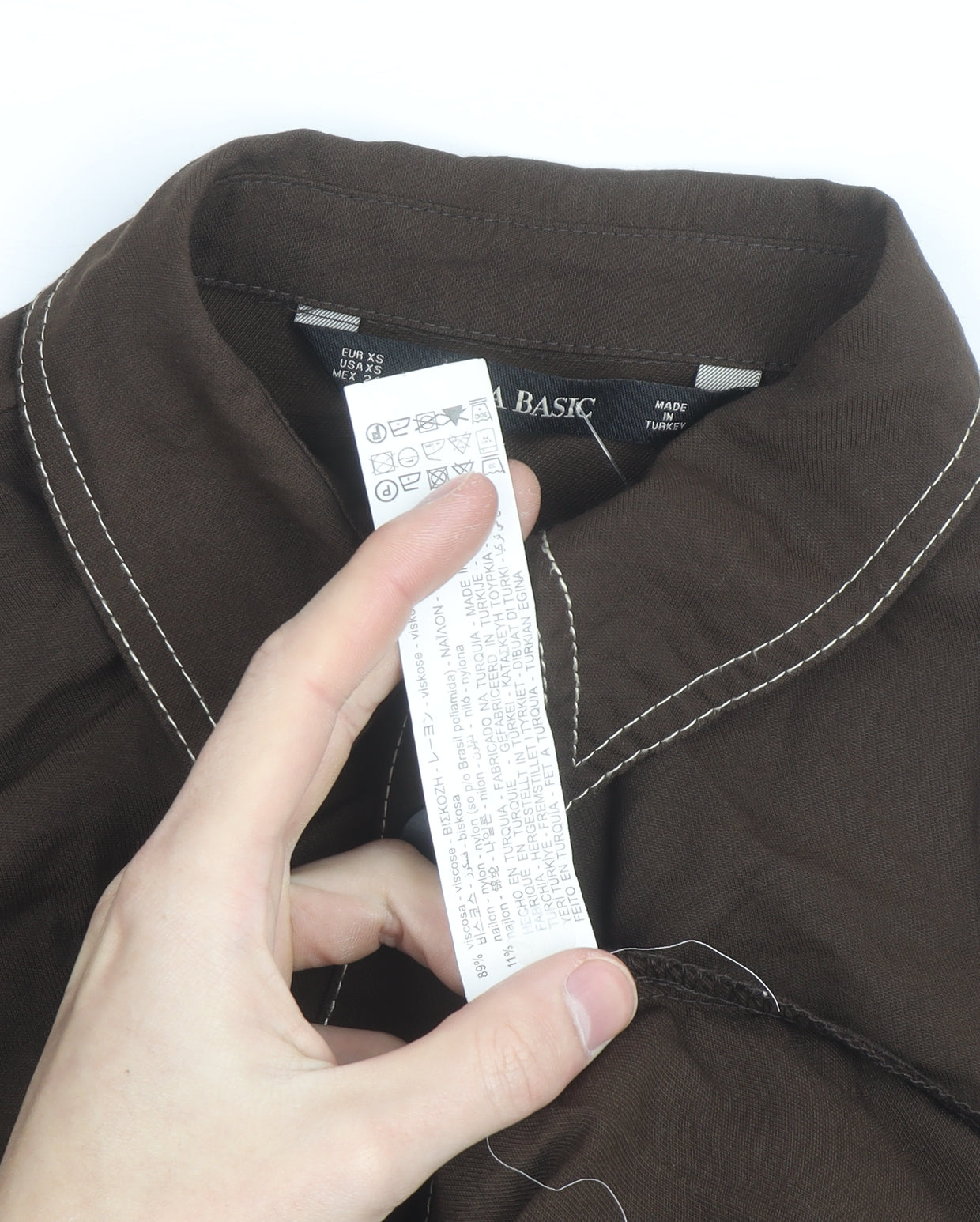 Zara Women Brown Long Sleeve Button-Up Shirt XS Basic Style