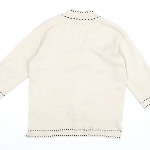 Skatie Brand Women’s Beige Knit V-Neck 3/4 Sleeve Tunic Blouse Size S