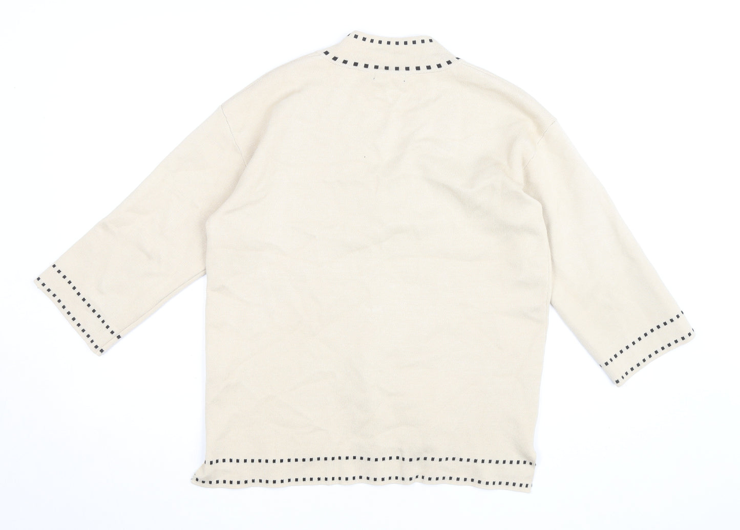 Skatie Brand Women’s Beige Knit V-Neck 3/4 Sleeve Tunic Blouse Size S