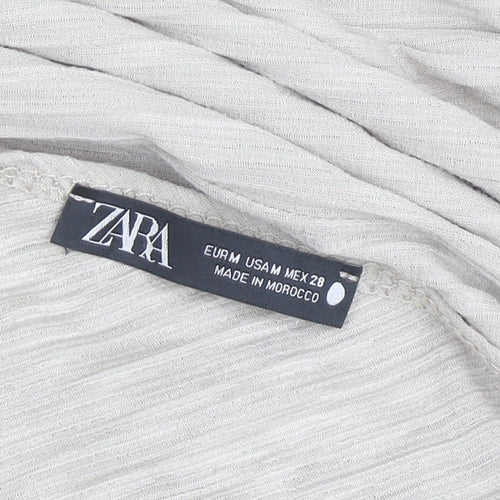 Zara Women Beige Midi V-Neck Wrap Dress Size 12