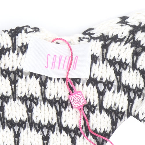 Savida Women Black Crochet Knit Fringe Cropped Tank Top Size 12