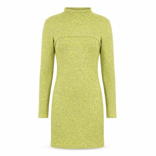 Front view of ASOS DESIGN Petite Women’s Green Bodycon Short Knit Dress, size UK 4