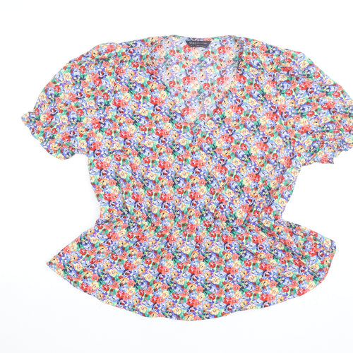 Marks and Spencer Womens Multicoloured Floral V-Neck Tunic Blouse Size 14