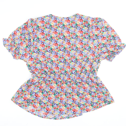 Marks and Spencer Womens Multicoloured Floral V-Neck Tunic Blouse Size 14