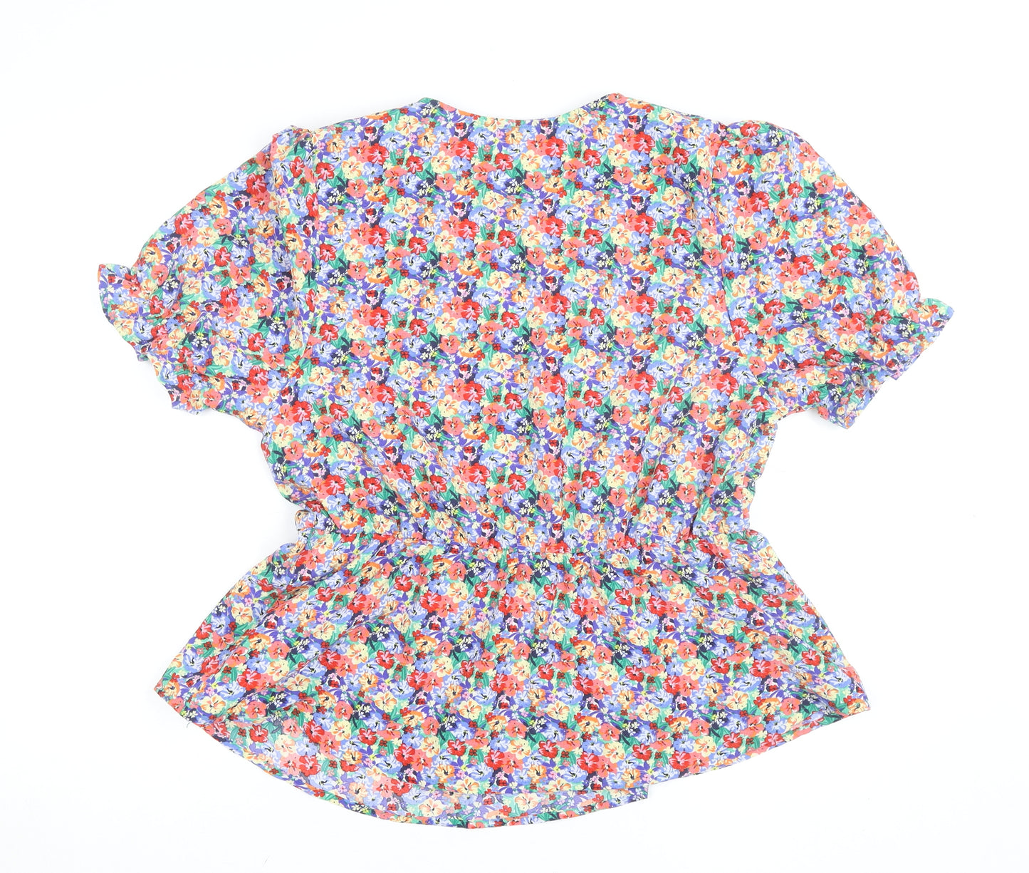 Marks and Spencer Womens Multicoloured Floral V-Neck Tunic Blouse Size 14