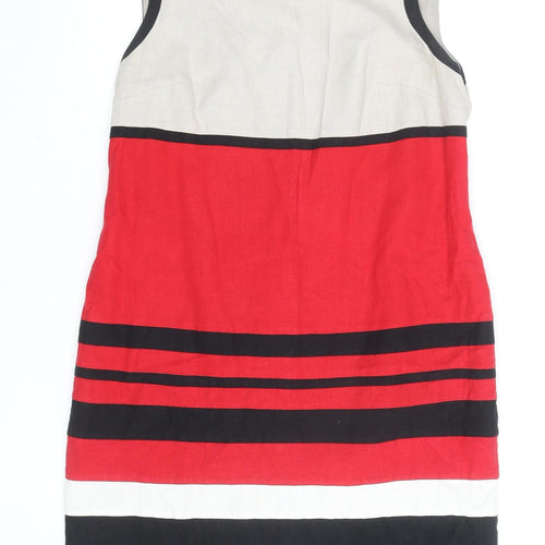 Marks and Spencer Women Multicoloured Size 16 Linen Blend Shift Dress