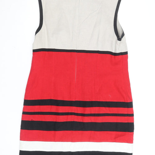 Marks and Spencer Women Multicoloured Size 16 Linen Blend Shift Dress