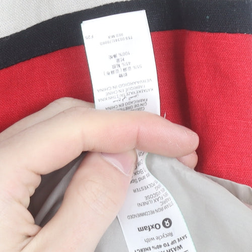 Marks and Spencer Women Multicoloured Size 16 Linen Blend Shift Dress
