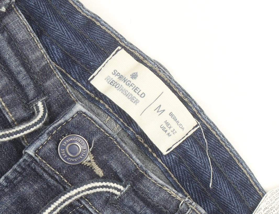 Springfield Boys Blue Denim Bermuda Shorts Size M Cotton Blend Casual