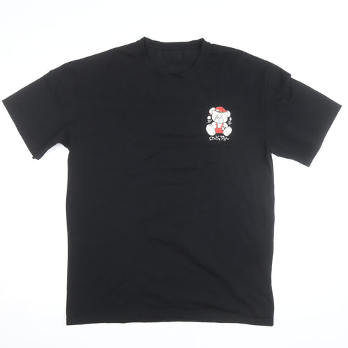 KUMA Men's Black Graphic Bear Streetwear T-Shirt Size L