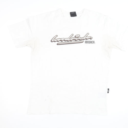 Hoodrich Men's White Medium Logo Graphic Cotton T-Shirt