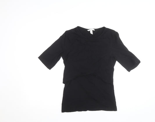 H&M Mama Women’s Black Maternity Stretch Basic T-Shirt Size S