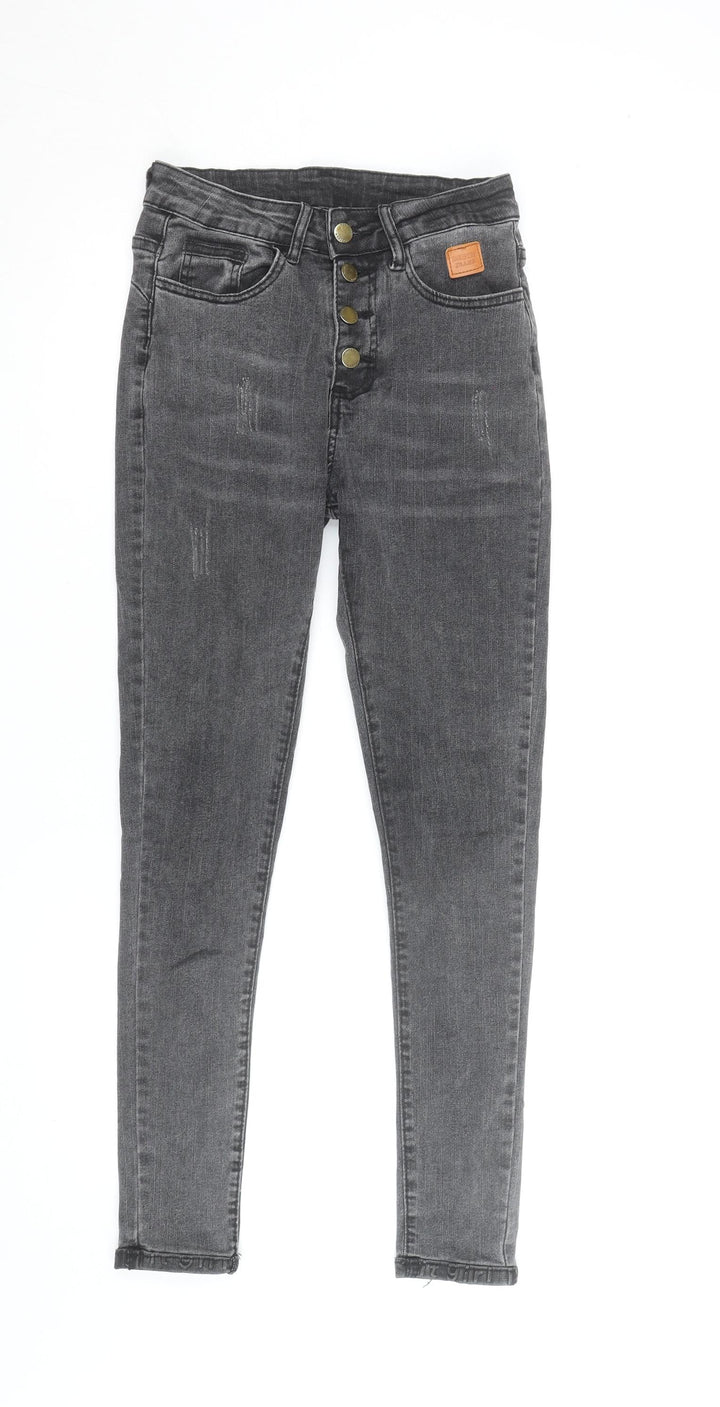 SHEIN Women's Grey High Rise Skinny Jegging Stretch Trousers XS