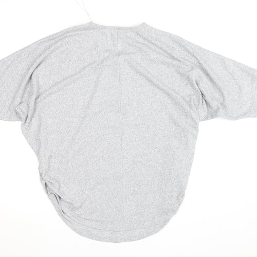 Blue Vanilla Women's Grey Short Sleeve Zip Front Relaxed Jersey Top S