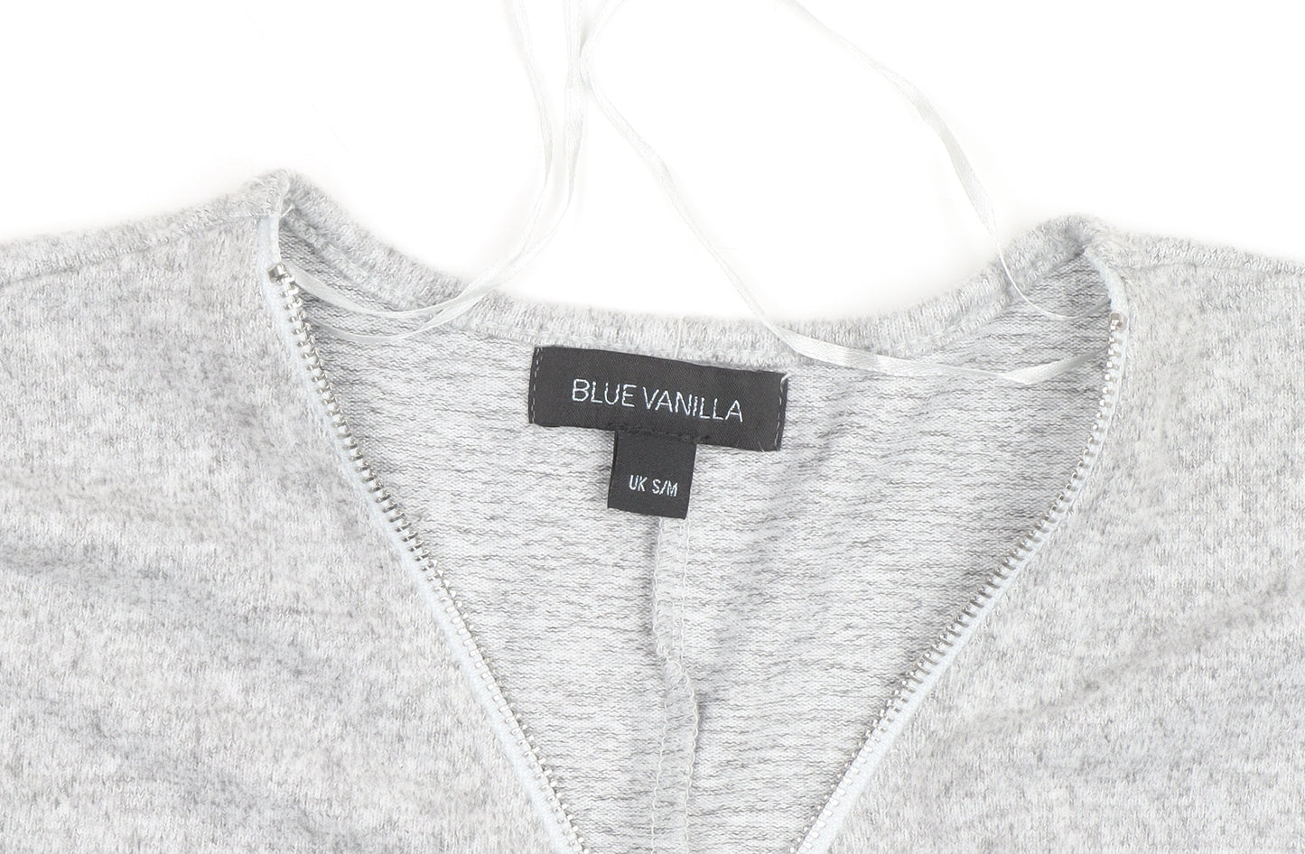 Blue Vanilla Women's Grey Short Sleeve Zip Front Relaxed Jersey Top S