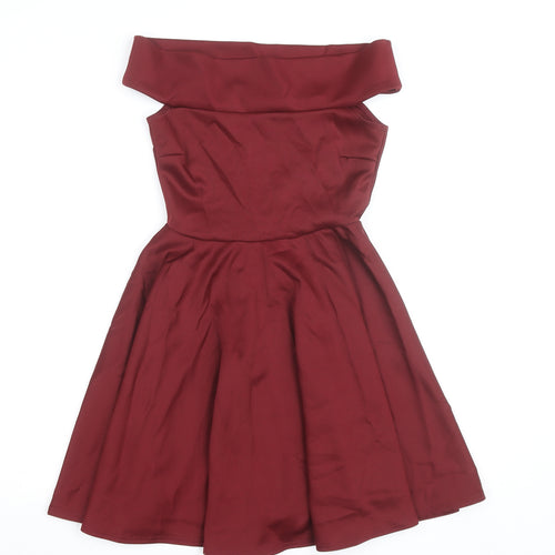 Boohoo Women's Red Off Shoulder Fit & Flare Dress Size 6