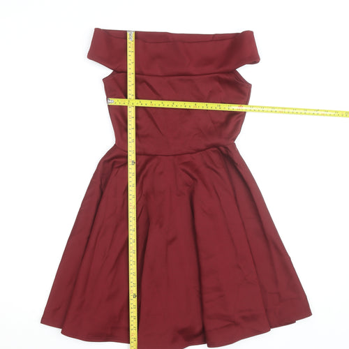 Boohoo Women's Red Off Shoulder Fit & Flare Dress Size 6