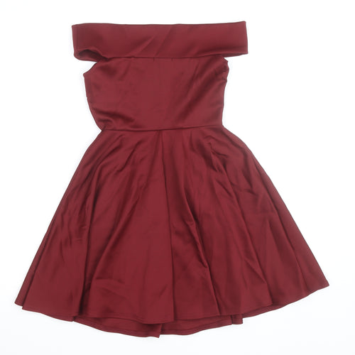 Boohoo Women's Red Off Shoulder Fit & Flare Dress Size 6