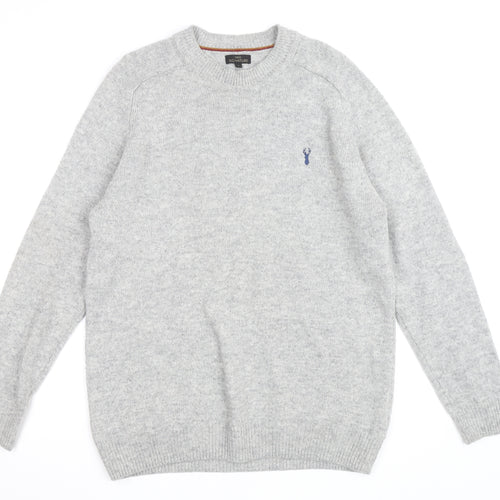 Next Signature Men's Grey Lambswool Crew Neck Jumper Size L