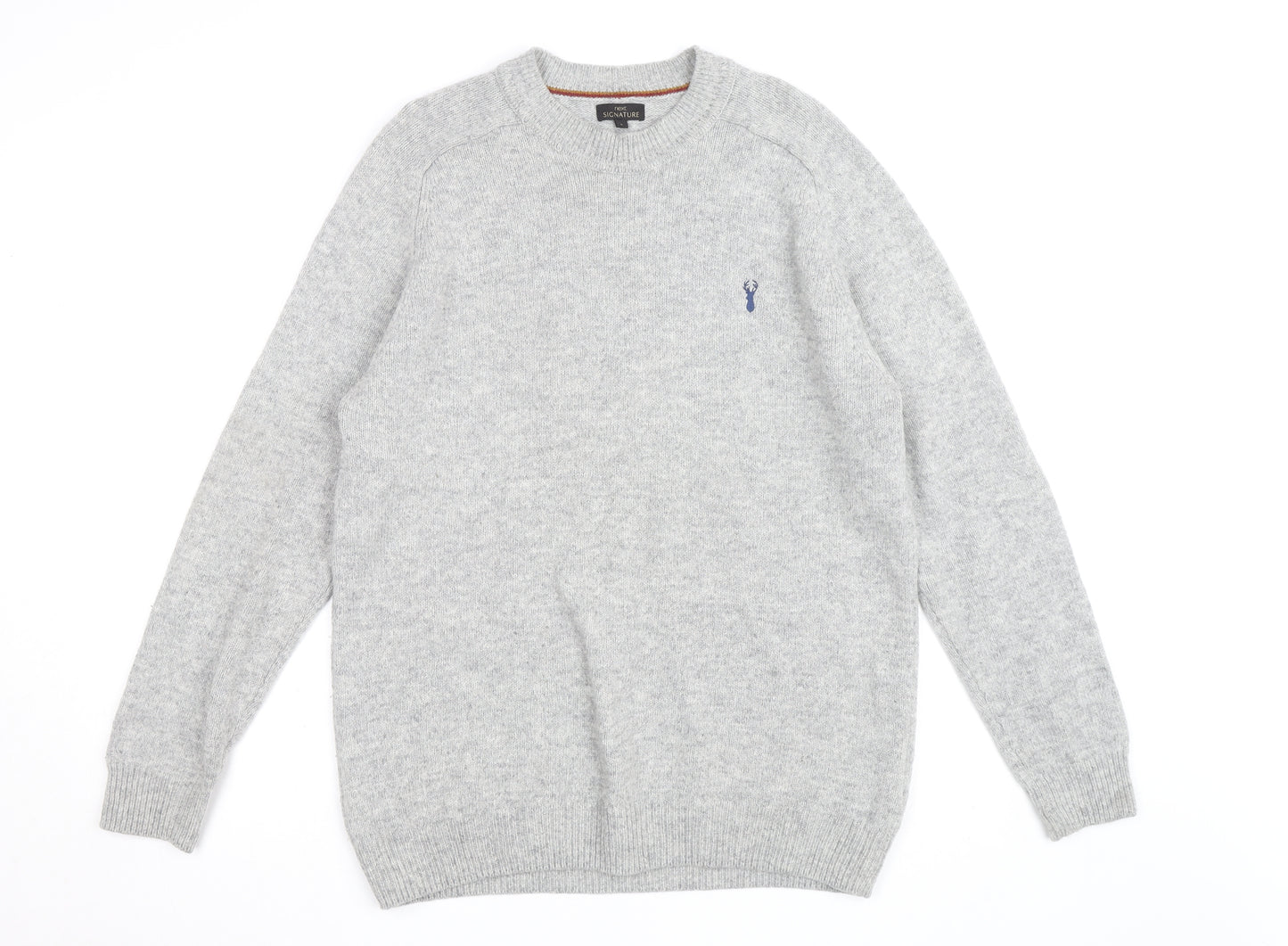 Next Signature Men's Grey Lambswool Crew Neck Jumper Size L