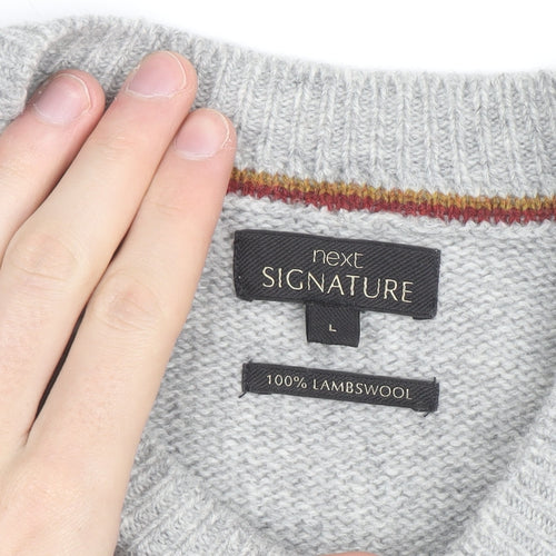 Next Signature Men's Grey Lambswool Crew Neck Jumper Size L