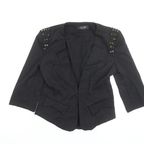 AD LIB Women's Black Studded 3/4 Sleeve Blazer Size 8