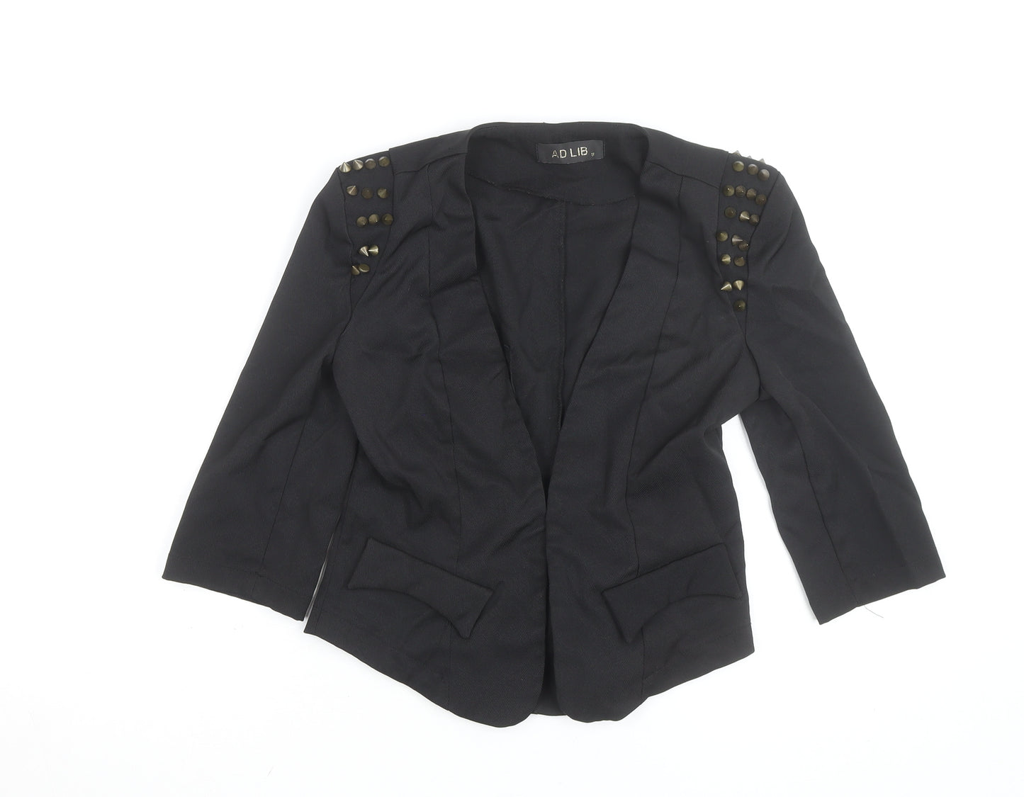 AD LIB Women's Black Studded 3/4 Sleeve Blazer Size 8