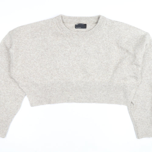 ASOS Design Women Beige Wool Blend Crew Neck Jumper Size M
