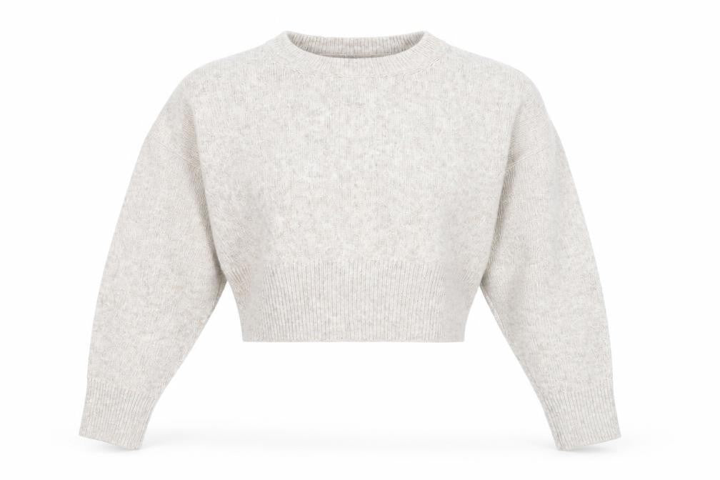 Front view of ASOS Design Women Beige Wool Blend Crew Neck Jumper, size M