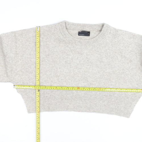 ASOS Design Women Beige Wool Blend Crew Neck Jumper Size M