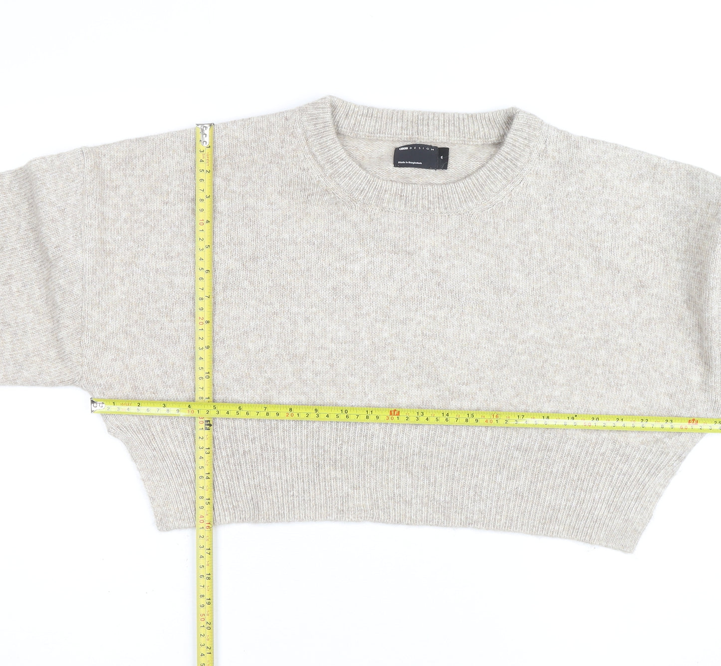 ASOS Design Women Beige Wool Blend Crew Neck Jumper Size M