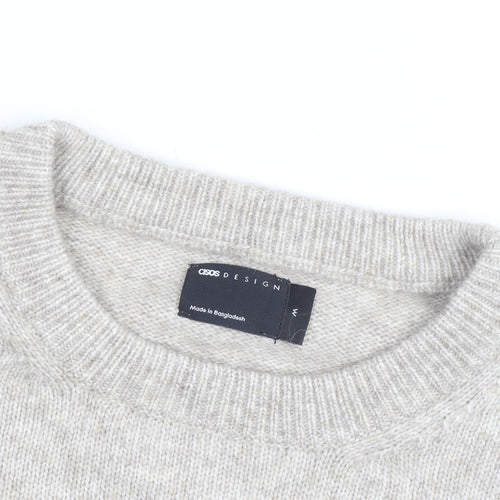 ASOS Design Women Beige Wool Blend Crew Neck Jumper Size M