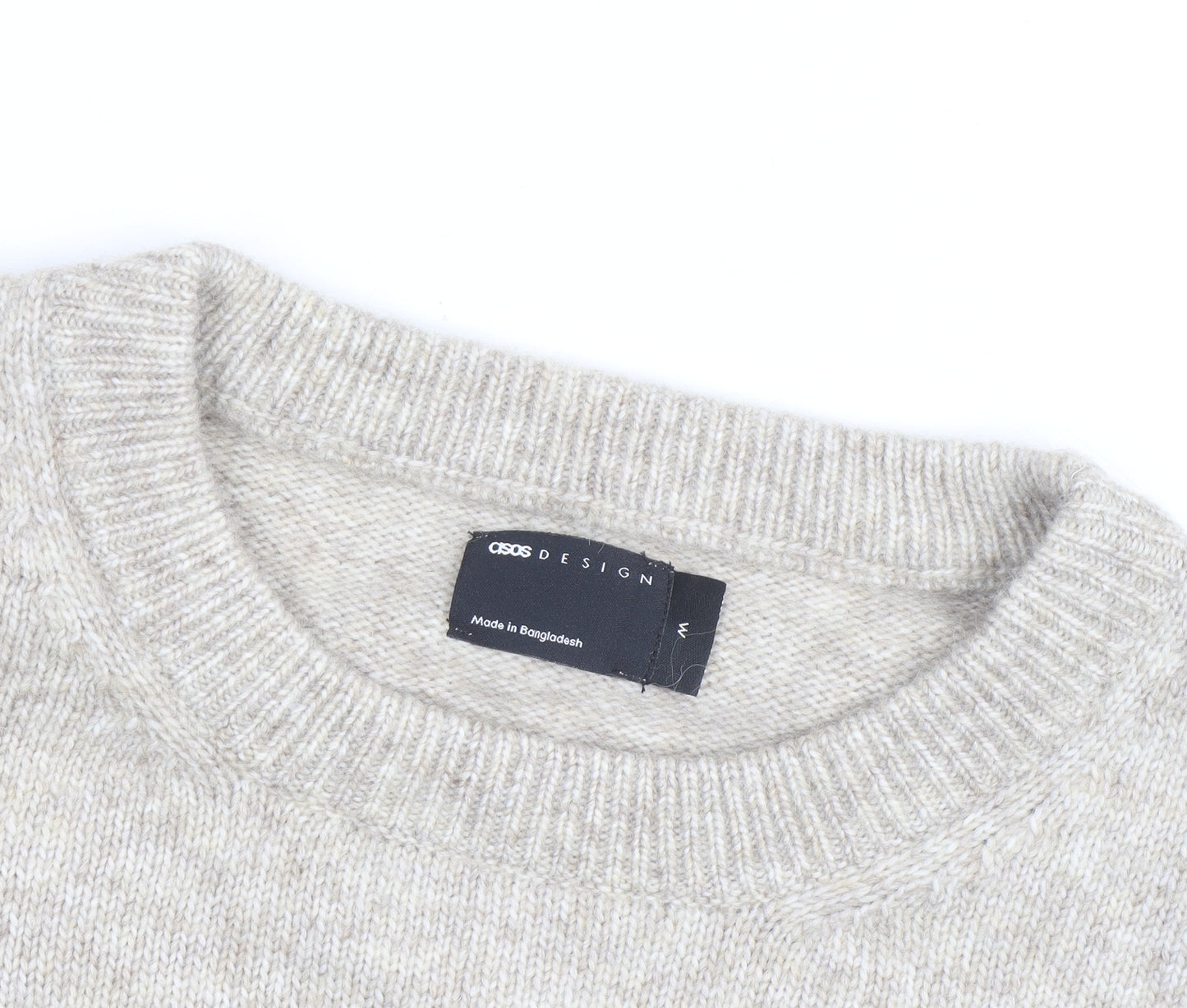 ASOS Design Women Beige Wool Blend Crew Neck Jumper Size M